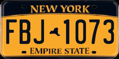 NY license plate FBJ1073