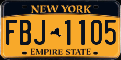 NY license plate FBJ1105