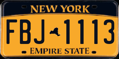 NY license plate FBJ1113