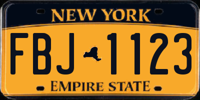 NY license plate FBJ1123