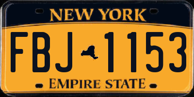 NY license plate FBJ1153