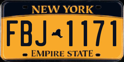 NY license plate FBJ1171