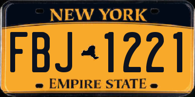 NY license plate FBJ1221