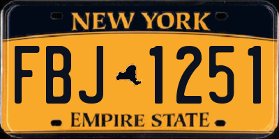 NY license plate FBJ1251