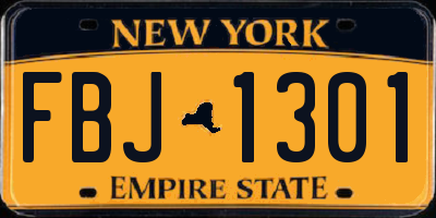 NY license plate FBJ1301
