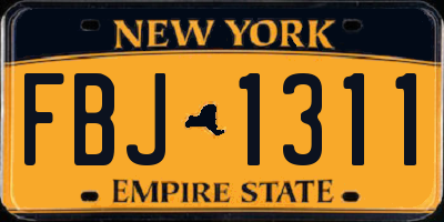 NY license plate FBJ1311