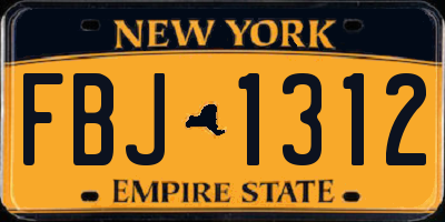 NY license plate FBJ1312