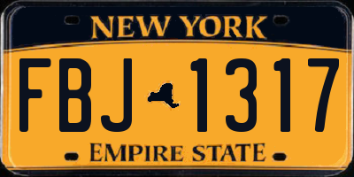 NY license plate FBJ1317
