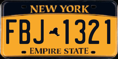 NY license plate FBJ1321