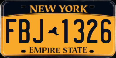 NY license plate FBJ1326