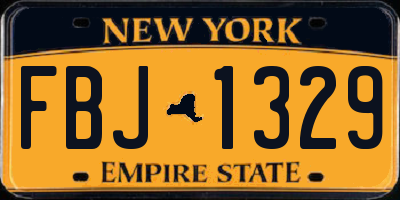 NY license plate FBJ1329
