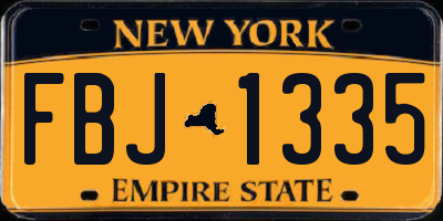 NY license plate FBJ1335