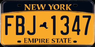 NY license plate FBJ1347