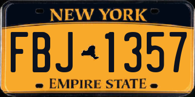 NY license plate FBJ1357