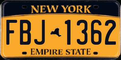 NY license plate FBJ1362