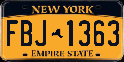 NY license plate FBJ1363
