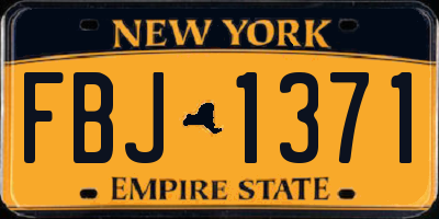 NY license plate FBJ1371