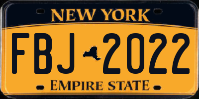 NY license plate FBJ2022