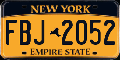 NY license plate FBJ2052