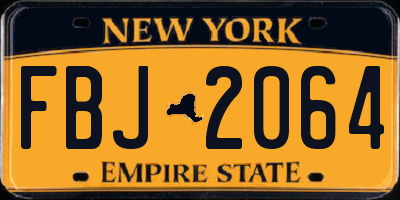 NY license plate FBJ2064