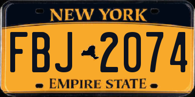 NY license plate FBJ2074