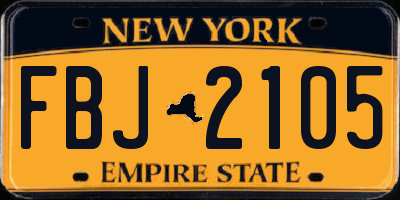 NY license plate FBJ2105