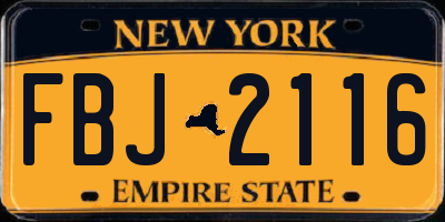 NY license plate FBJ2116