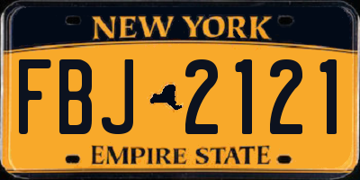 NY license plate FBJ2121