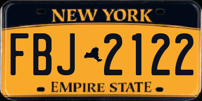 NY license plate FBJ2122