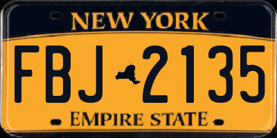 NY license plate FBJ2135
