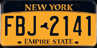 NY license plate FBJ2141