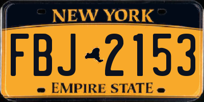 NY license plate FBJ2153