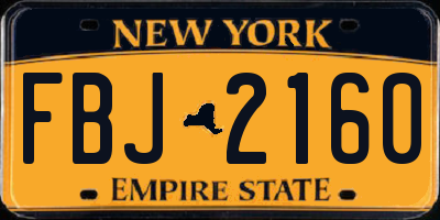 NY license plate FBJ2160