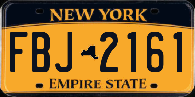 NY license plate FBJ2161