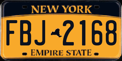 NY license plate FBJ2168