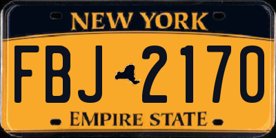 NY license plate FBJ2170