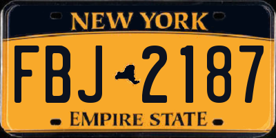 NY license plate FBJ2187