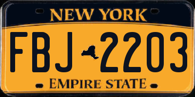 NY license plate FBJ2203