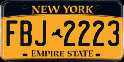 NY license plate FBJ2223