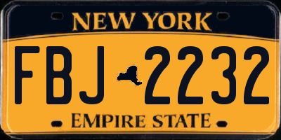 NY license plate FBJ2232