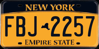 NY license plate FBJ2257