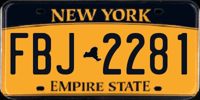 NY license plate FBJ2281