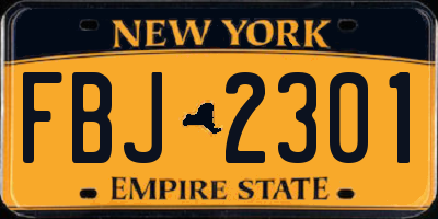 NY license plate FBJ2301