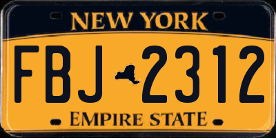 NY license plate FBJ2312
