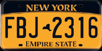 NY license plate FBJ2316