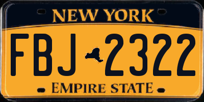 NY license plate FBJ2322