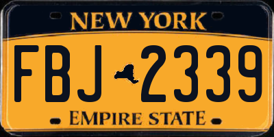 NY license plate FBJ2339