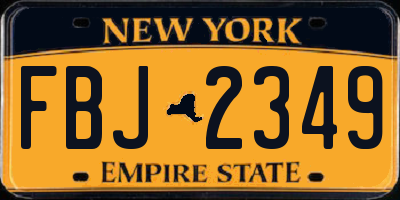 NY license plate FBJ2349