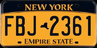 NY license plate FBJ2361