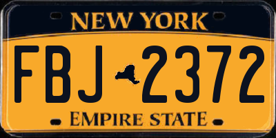 NY license plate FBJ2372